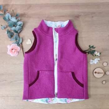 Walkweste rosa ärmellos mit Taschen, Reißverschluss geschlossen