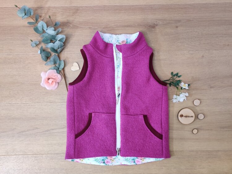 Walkweste rosa ärmellos mit Taschen, Reißverschluss geschlossen