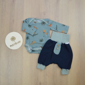 Baby Set Safaritiere mit Pumphose aus Ottoman-Jersey