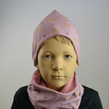 Tragefoto - Jerseyhaube und Loop, Krönchen auf lila Hintergrund