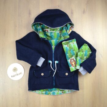 Walkparka nachtblau, Bär mit Loop und Jerseyhaube