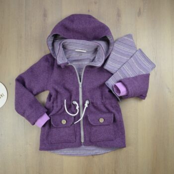 Walkparka lila weiß meliert, Strickmuster