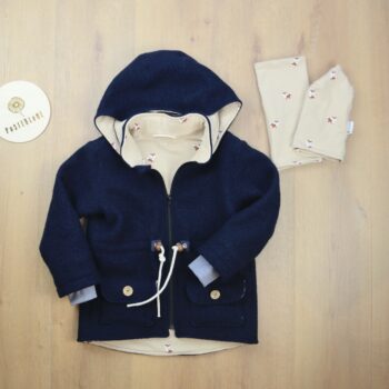 Walkparka, nachblau, beige mit Füchsen